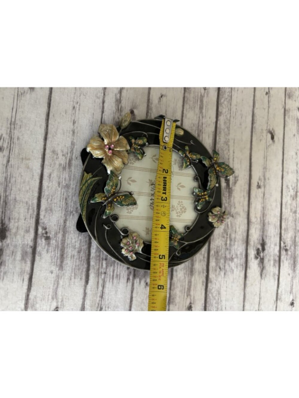 Collette et Cie Genuine Crystal Picture Frame 3D Butterfly Flowers Round Small - Picture 9 of 9